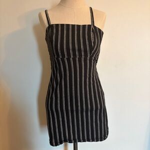 Hollister Black Mini Dress with White Pinstripes